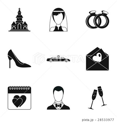 Wedding ceremony icons set, simple style 28533977