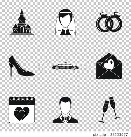 Wedding ceremony icons set, simple style 28533977