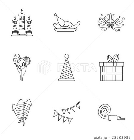 Holiday icons set, outline style 28533985