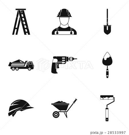 Construction icons set, simple style 28533997
