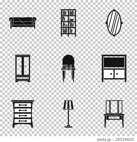 Home furnishings icons set, simple style Home furnishings icons set, simple style 28534020
