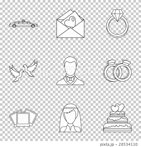Wedding icons set, outline style 28534110