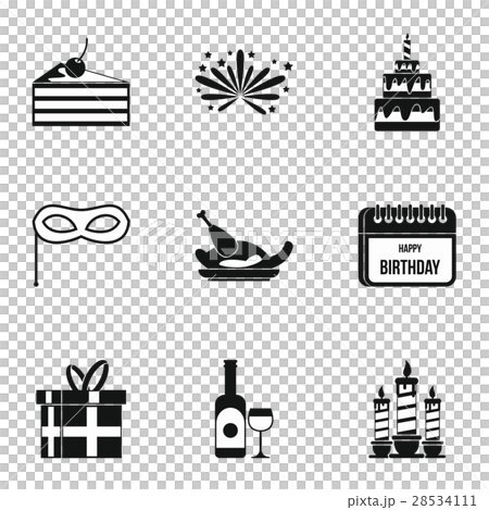 Birthday icons set, simple style 28534111