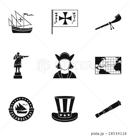 Search of mainland icons set, simple style 28534116