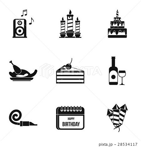 Children party icons set, simple style 28534117