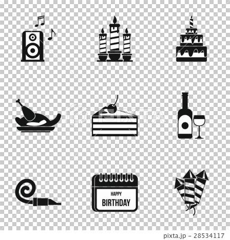 Children party icons set, simple style 28534117