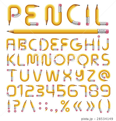 Pencil alphabet with numbers vector illustration 28534149