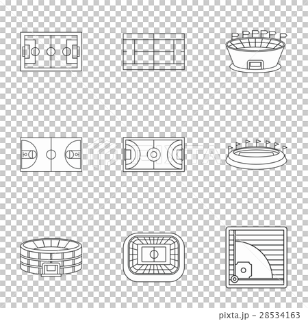 Sports stadium icons set, outline style Sports stadium icons set, outline style 28534163