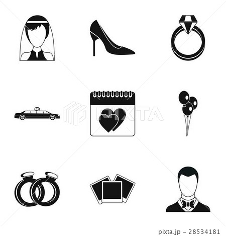 Marriage ceremony icons set, simple style 28534181