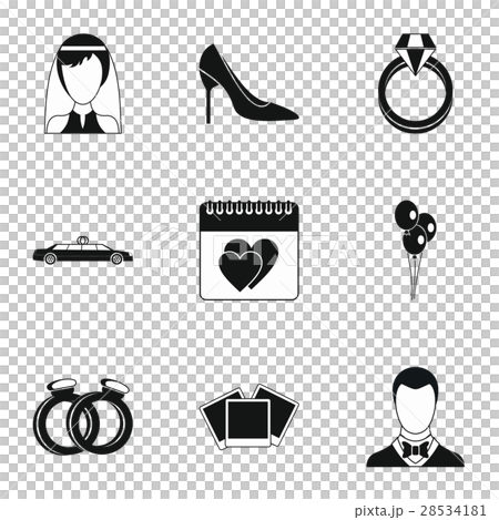 Marriage ceremony icons set, simple style 28534181