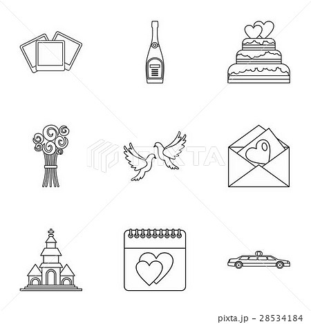 Marriage icons set, outline style 28534184