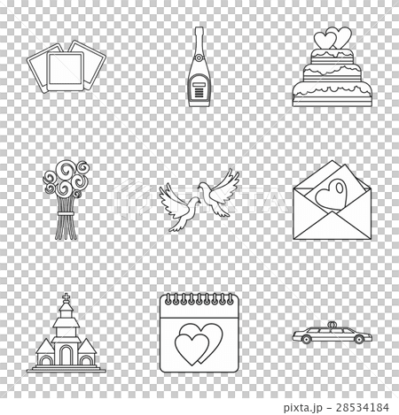 Marriage icons set, outline style 28534184