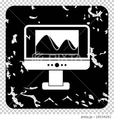 Photo on computer monitor icon, grunge style 28534261