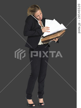 Caucasian Business Woman Busy Concept 28540320