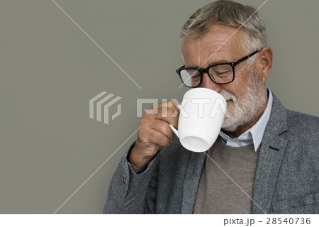 Caucasian Old Mature Drinking Coffee 28540736