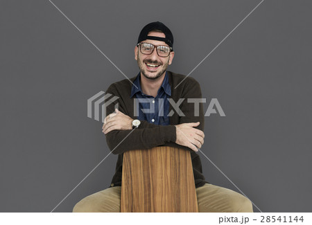 Casual Caucasian Man Smiling Sitting 28541144