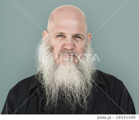 Men Adult Long Beard Bald Head Thoughtful 28541390