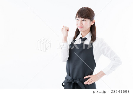 ガッツポーズするカフェ店員 ガッツポーズするカフェ店員 28541693
