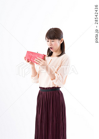 若い女性、お財布、空っぽ、困る 28542436