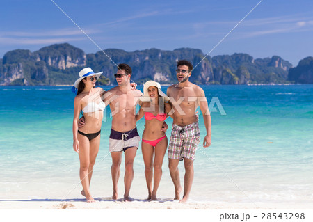 Young People Group On Beach Summer Vacation, Two 28543298