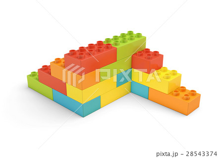 3d rendering of multi-colored toy bricks making up 28543374