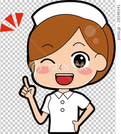 笑顔で指をさす看護師のイラストのイラスト素材