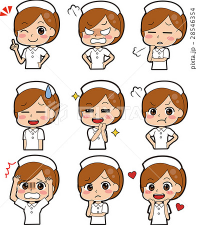 看護師の色んな表情バリエーションイラストのイラスト素材