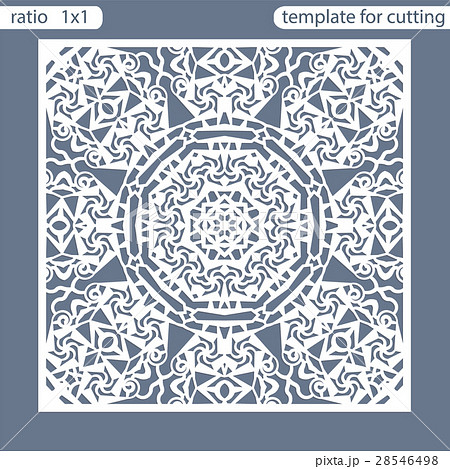 Template square greeting cards laser cut. 28546498