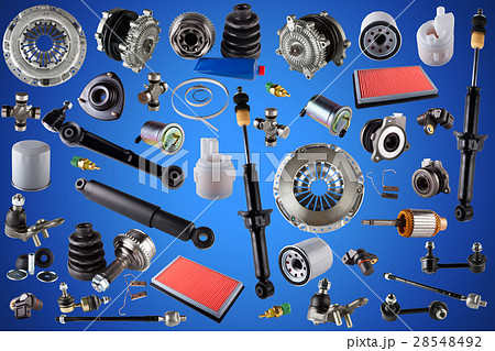 Spare parts car on the blue background 28548492