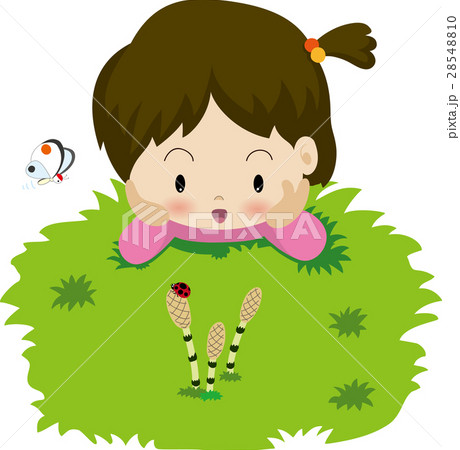 つくしと女の子のイラスト素材