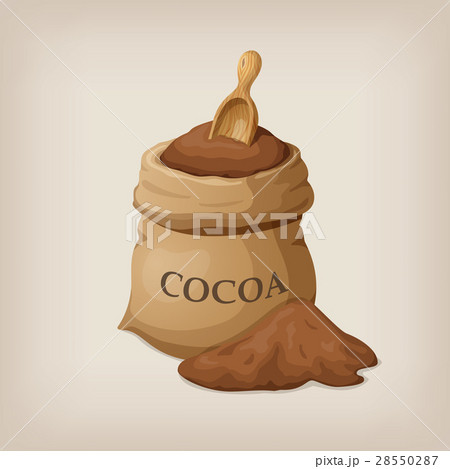 Bag of freshly ground cocoa, cocoa powder wooden 28550287