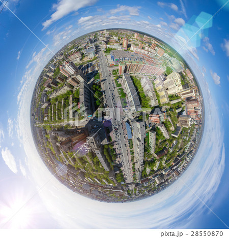 Aerial city view with crossroads and roads, houses Aerial city view with crossroads and roads, houses 28550870