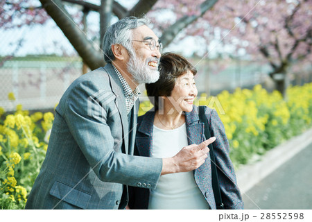 桜並木と老夫婦 桜並木と老夫婦 28552598