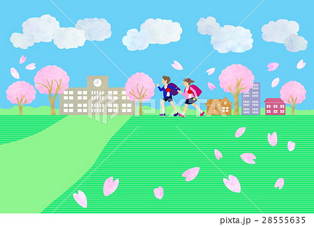 桜のある風景　新一年生 28555635