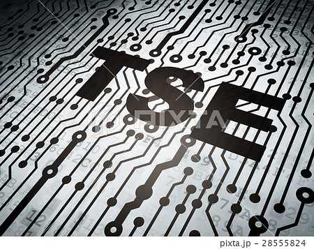 Stock market indexes concept: circuit board with 28555824