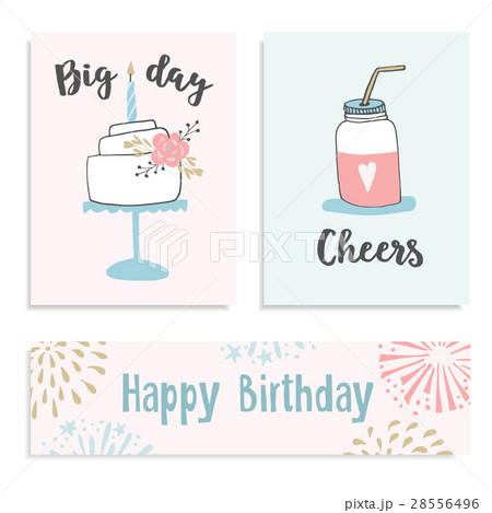 Set of birthday greeting cards, invitations with 28556496