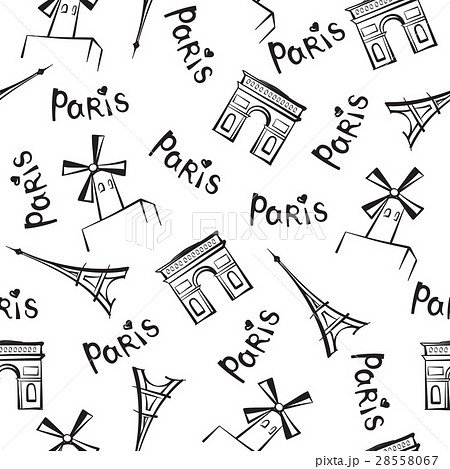 Paris city seamless pattern. Travel background 28558067