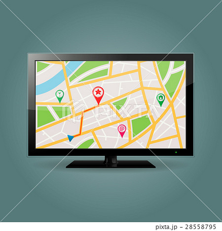 GPS map on TV screen 28558795