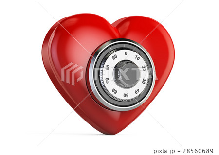 Red heart with safe combination lock, 3D rendering Red heart with safe combination lock, 3D rendering 28560689