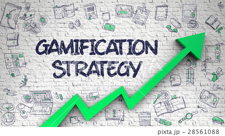 Gamification Strategy Drawn on White Brick Wall. Gamification Strategy Drawn on White Brick Wall. 28561088