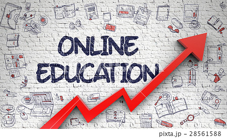 Online Education Drawn on White Brickwall.  28561588