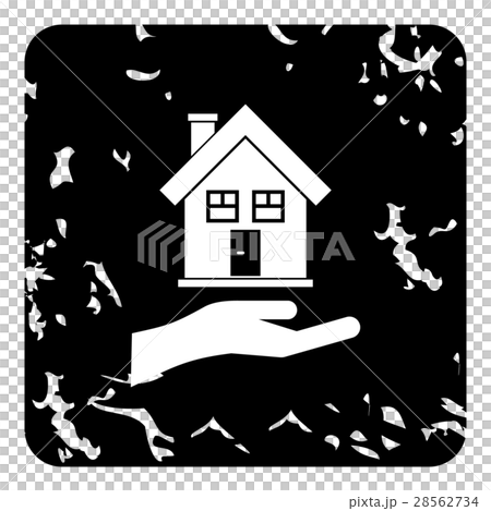 Hand holding house icon, grunge style Hand holding house icon, grunge style 28562734