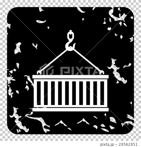 Crane hook lifts container icon, grunge style Crane hook lifts container icon, grunge style 28562851