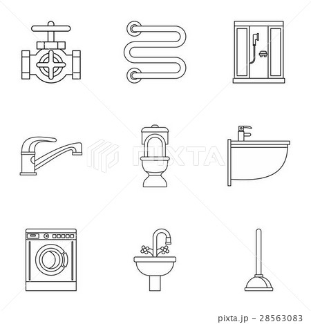 Bathroom icons set, outline style 28563083
