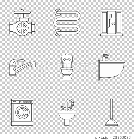 Bathroom icons set, outline style 28563083