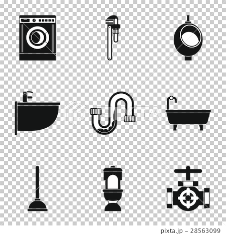 Plumbing icons set, simple style 28563099