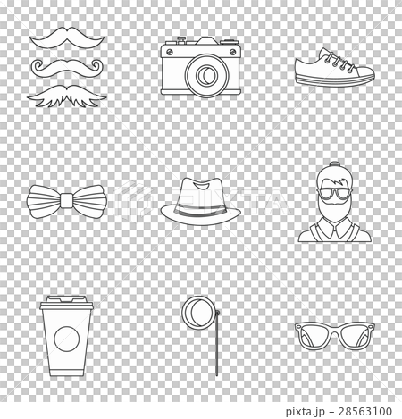 Hippie icons set, outline style 28563100