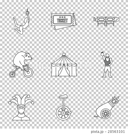Circus chapiteau icons set, outline style 28563101