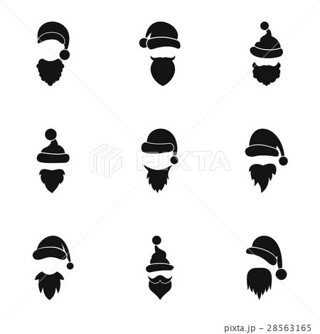 Magician Santa Claus icons set, simple style 28563165