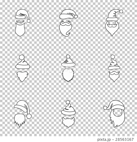 Magician Santa Claus icons set, outline style Magician Santa Claus icons set, outline style 28563167